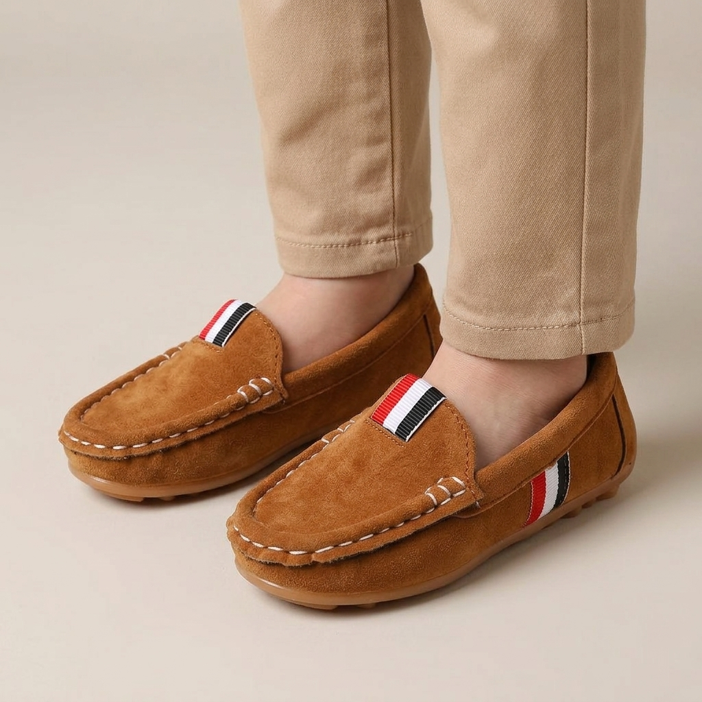 Mocassin Garçon Daim à Enfiler