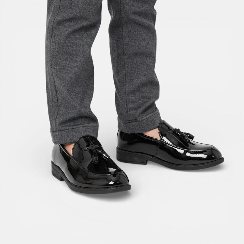 Mocassin garçon à gland noir – vue de dessus