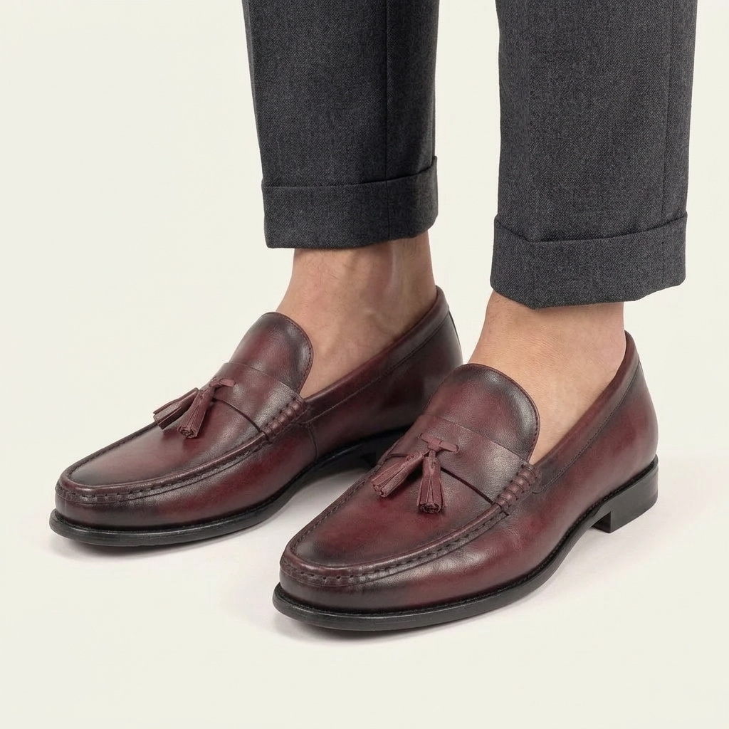 Mocassin Habillé à Glands Cuir Véritable