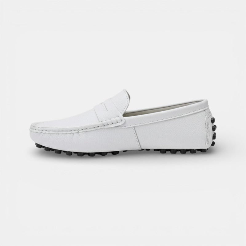 Mocassin homme bateau blanc – vue de profil