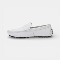 Mocassin homme bateau blanc – vue de profil