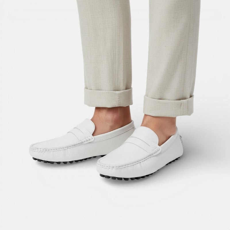 Mocassin homme bateau blanc – vue de trois-quarts