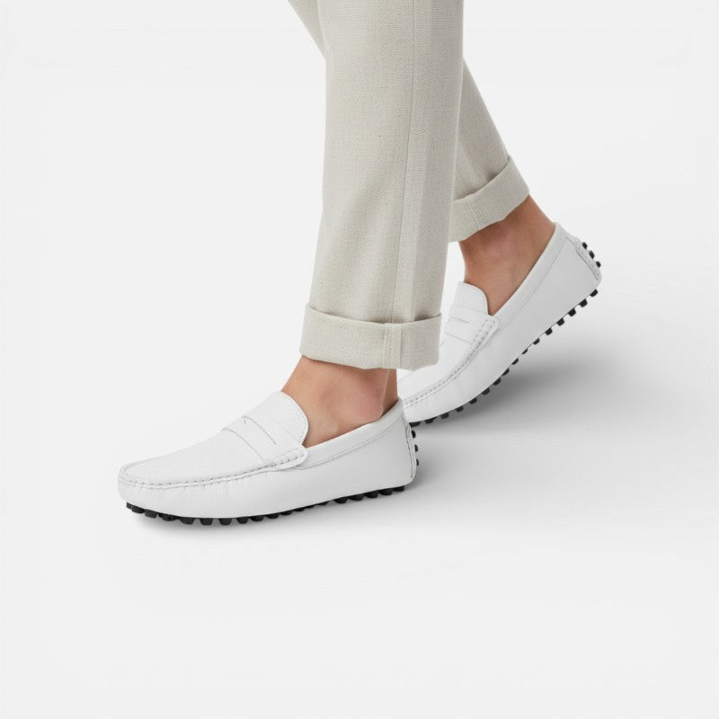 Mocassin homme bateau blanc – vue de dessus