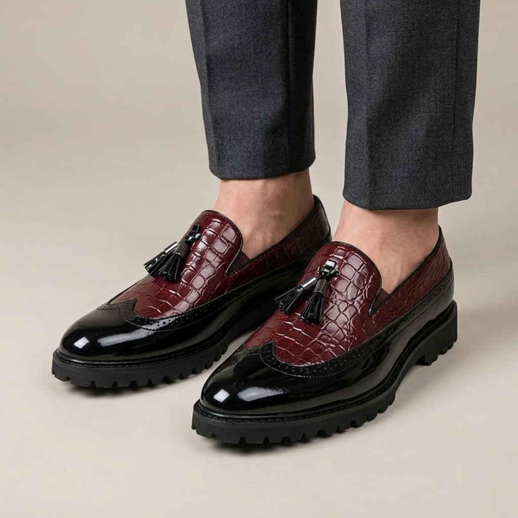 Mocassin Homme Compensé Cuir à Glands