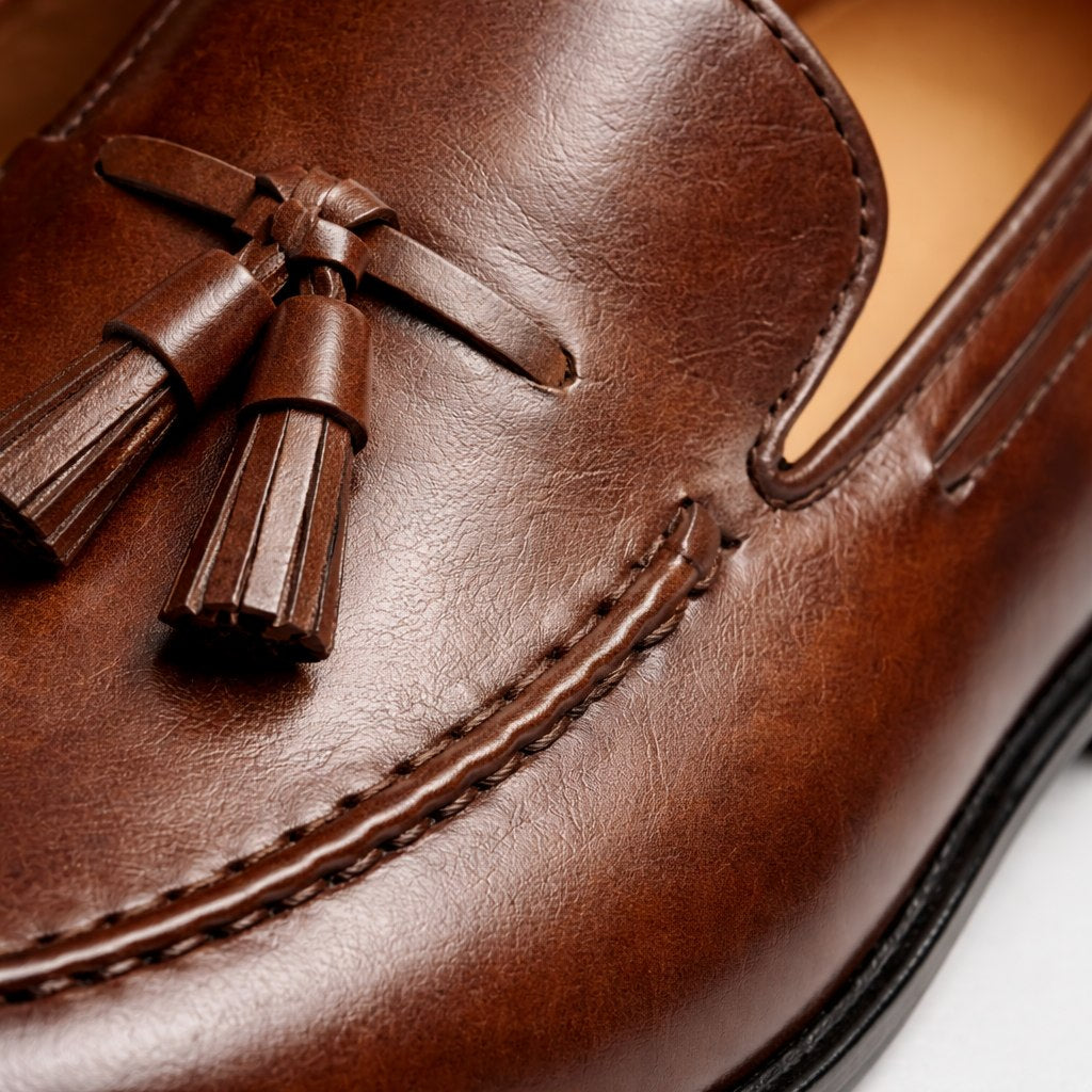 Mocassin homme à gland marron – vue de dessus