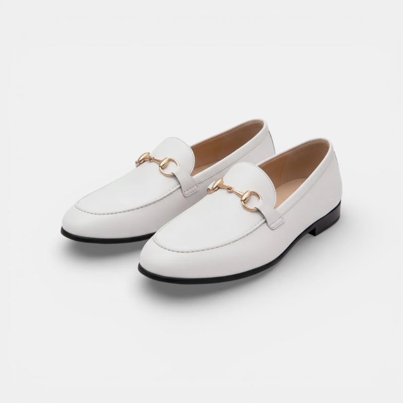 Mocassin homme mors doré blanc – la paire complète