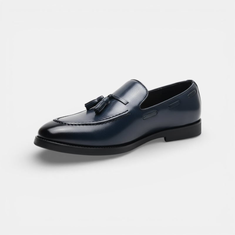 Mocassin homme à gland en cuir bleu marine