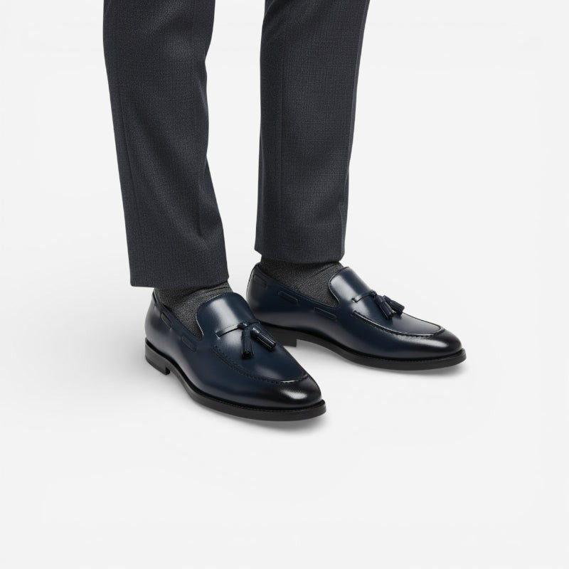 Mocassin homme à gland bleu marine – vue de dessus