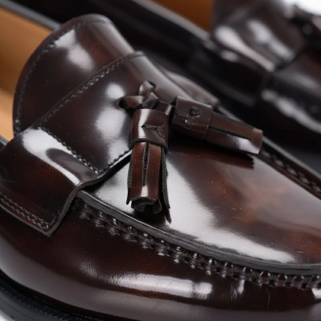 Mocassin homme à gland marron foncé – vue de dessus