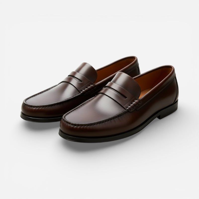 Mocassin homme à talon marron foncé – vue de dessus