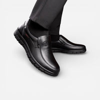 Mocassin homme cuir noir – vue de trois-quarts