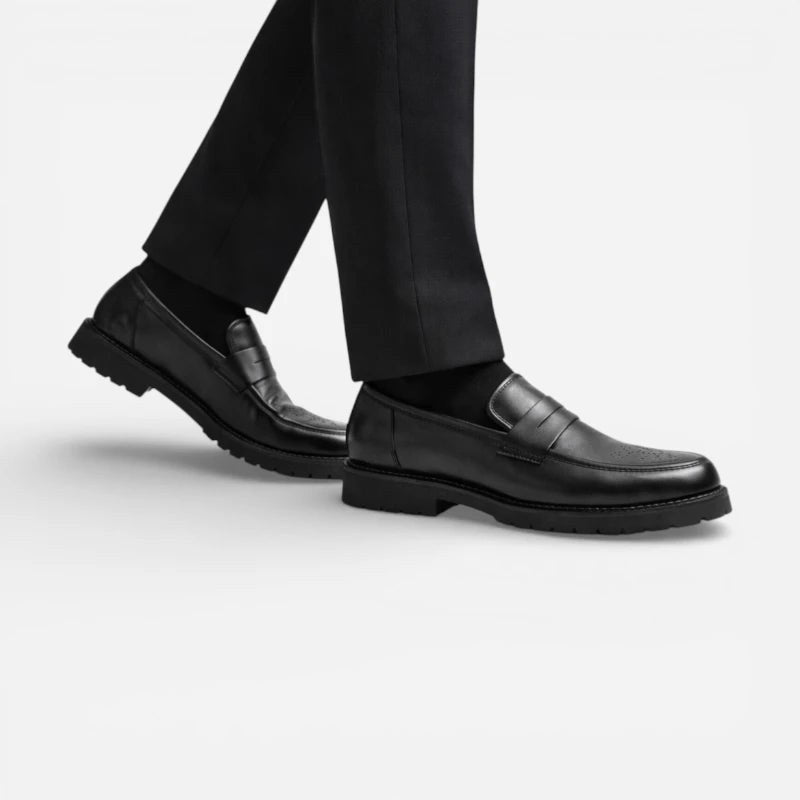 Mocassin homme cuir noir – vue de dessus
