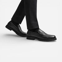 Mocassin homme cuir noir – vue de dessus