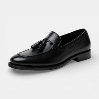 Mocassin homme à gland en cuir verni noir