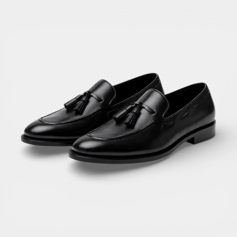 Mocassin homme à gland noir – détail de la finition