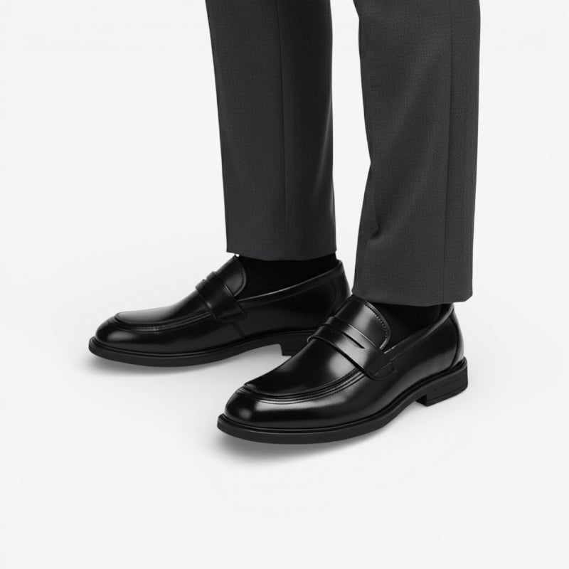 Mocassin homme cuir verni noir – vue de dessus