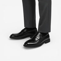 Mocassin homme cuir verni noir – vue de dessus