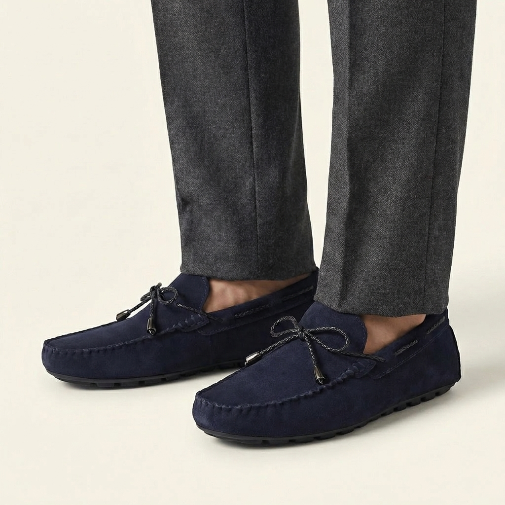 Mocassin Homme Cuir Suédé à Lacets