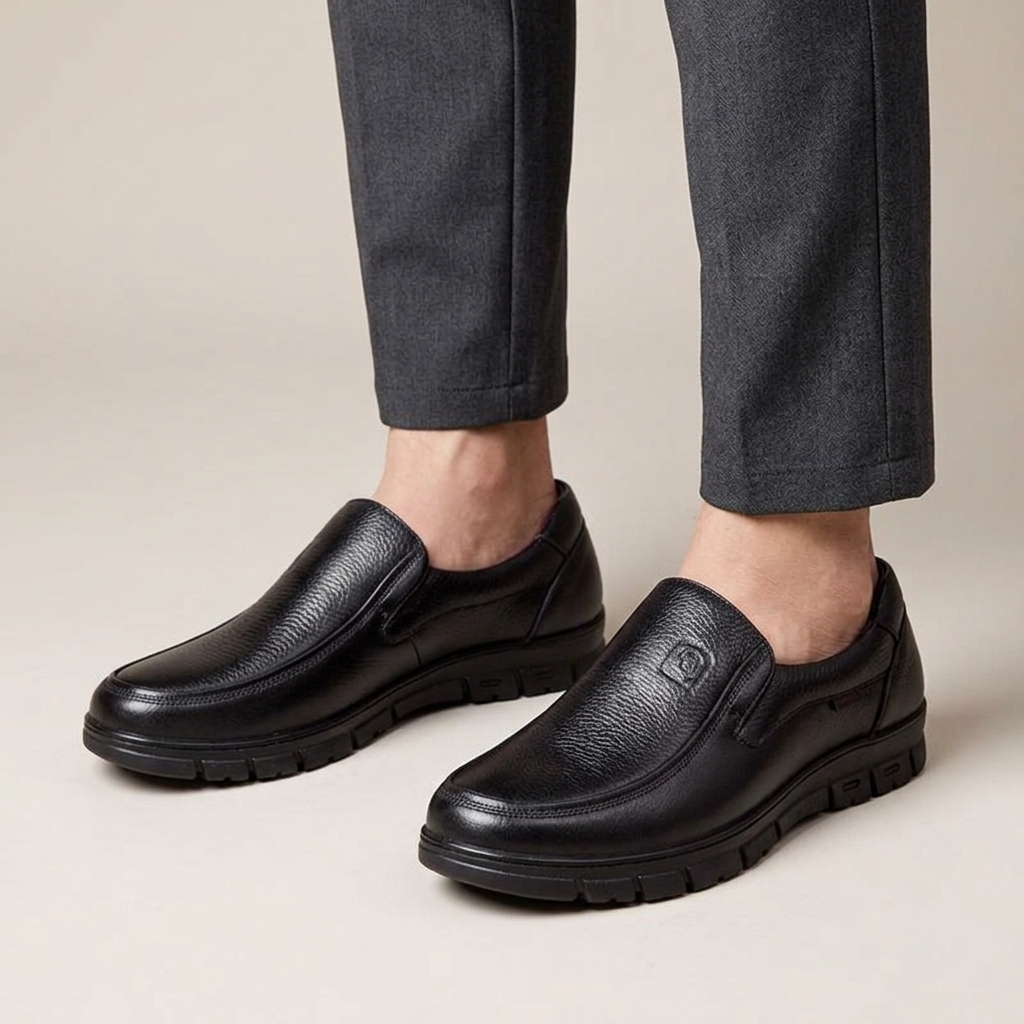 Mocassin Homme Cuir Véritable Semelle Épaisse