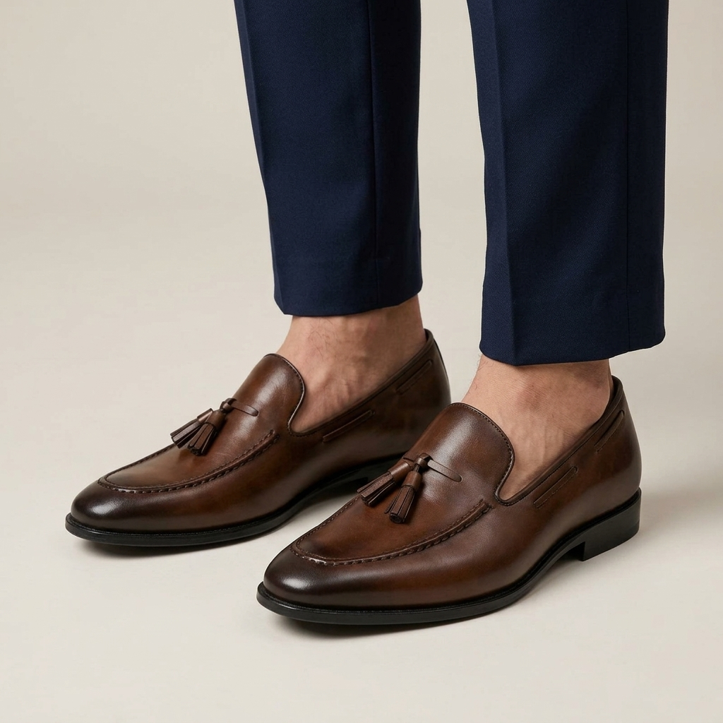 Mocassin Homme Cuir Verni à Gland Design Italien