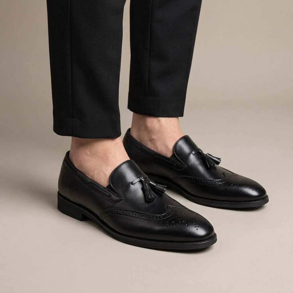 Mocassin Homme Cuir Verni à Gland et Talon