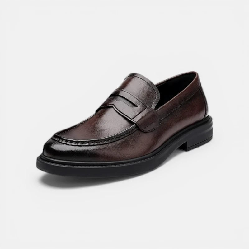 Mocassin Homme Cuir Verni Vintage à Talon