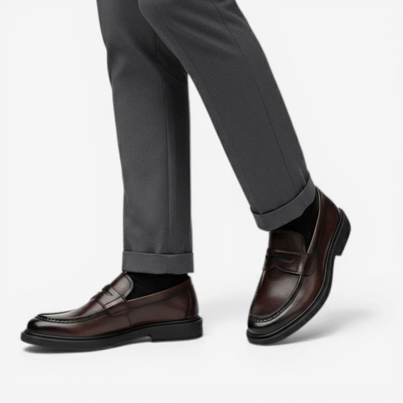 Mocassin homme à talon marron foncé – vue de dessus