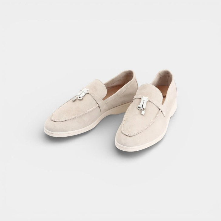 Mocassin homme à gland beige – vue de profil