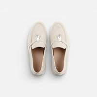 Mocassin homme à gland beige – vue de trois-quarts