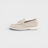 Mocassin homme à gland beige – vue de trois-quarts