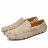 Mocassin homme daim beige – vue de profil