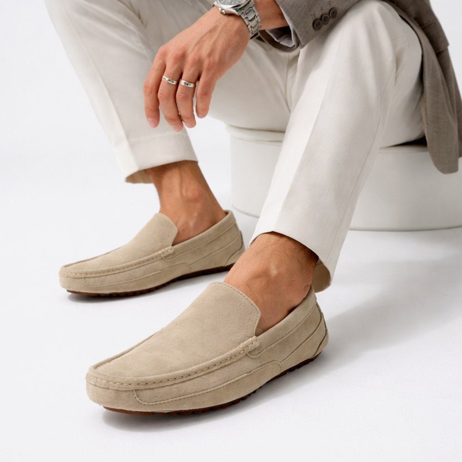 Mocassin homme daim beige – vue arrière