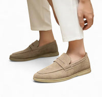 Mocassin homme daim beige – vue de profil