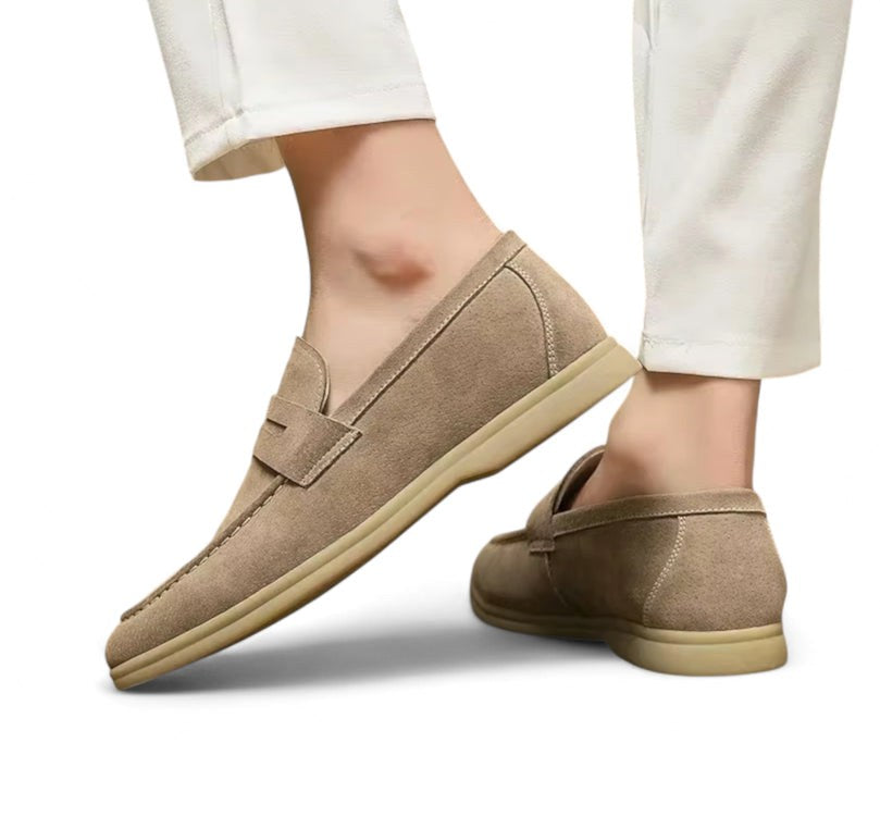 Mocassin homme daim beige – vue de dessus