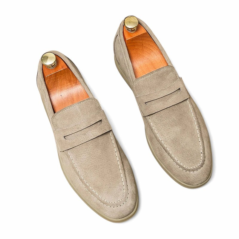 Mocassin homme daim beige – vue arrière