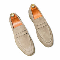 Mocassin homme daim beige – vue arrière