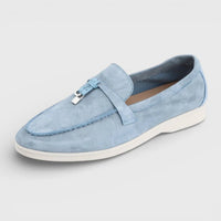 Mocassin homme à gland en daim bleu ciel