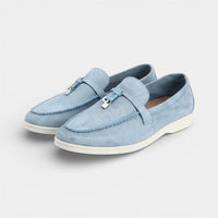 Mocassin homme à gland bleu ciel – vue de profil
