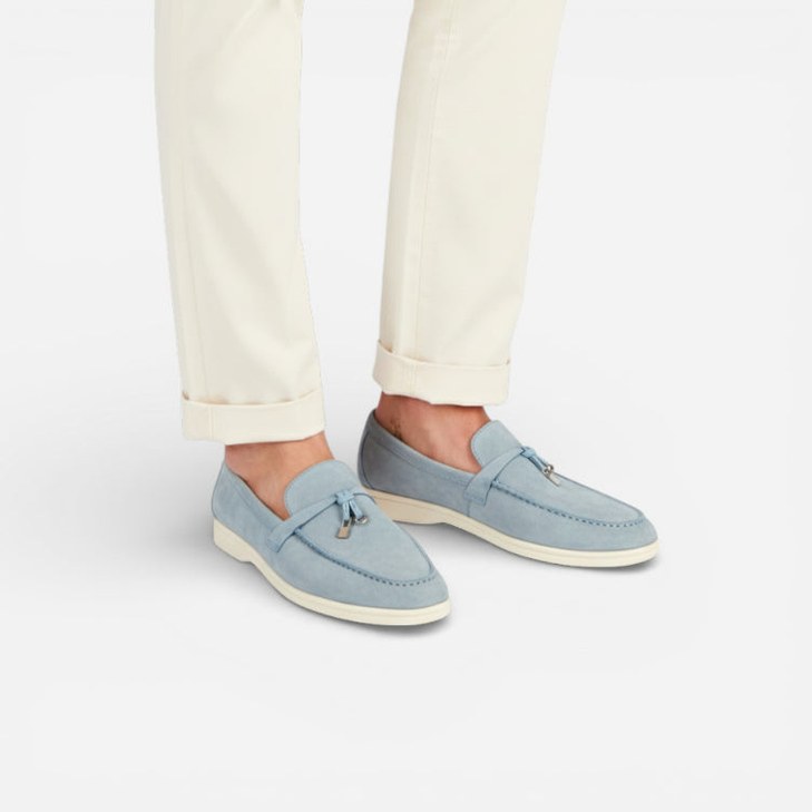 Mocassin homme à gland bleu ciel – vue de la semelle