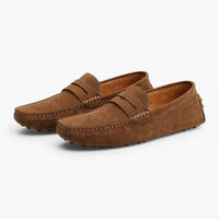 Mocassin homme daim marron – vue de profil