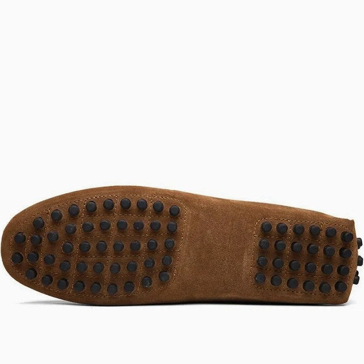 Mocassin homme daim marron – vue de dessus