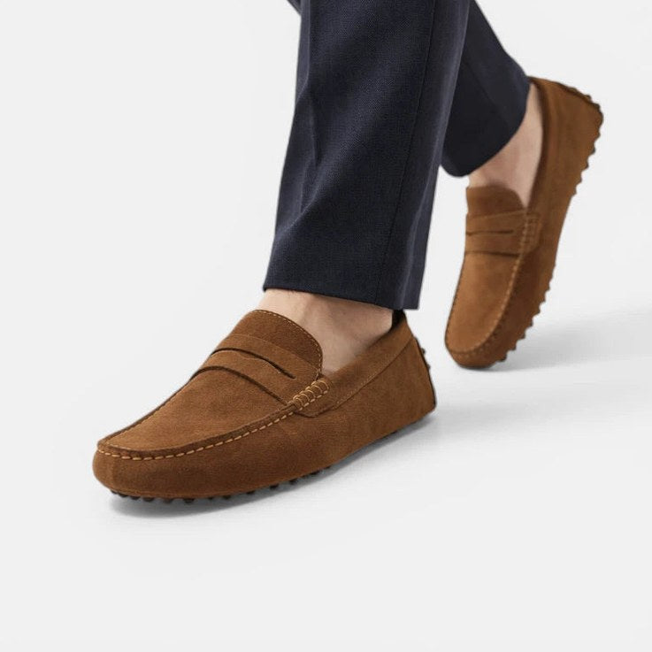 Mocassin homme daim marron – vue arrière