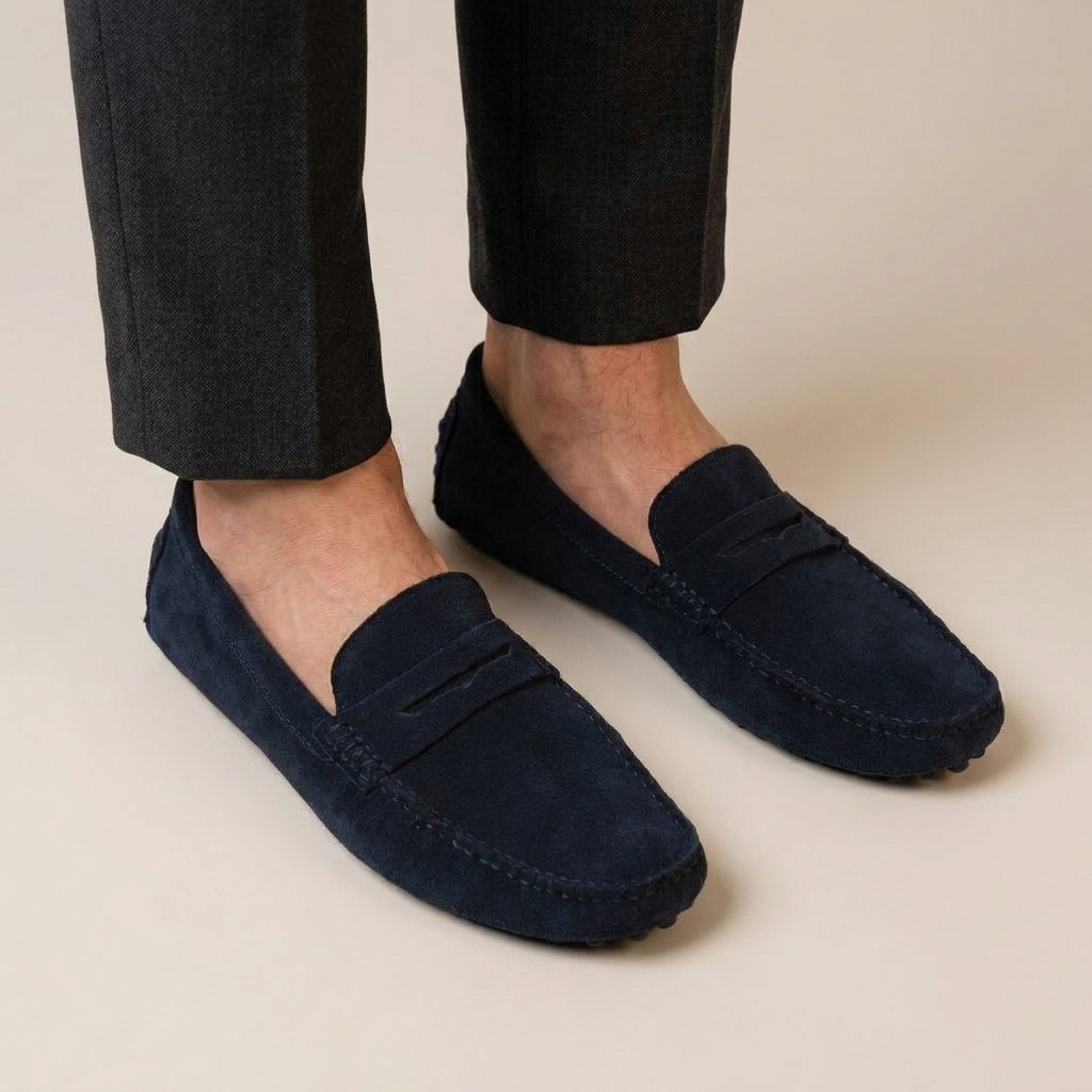 Mocassin Homme Daim Premium - Bleu foncé