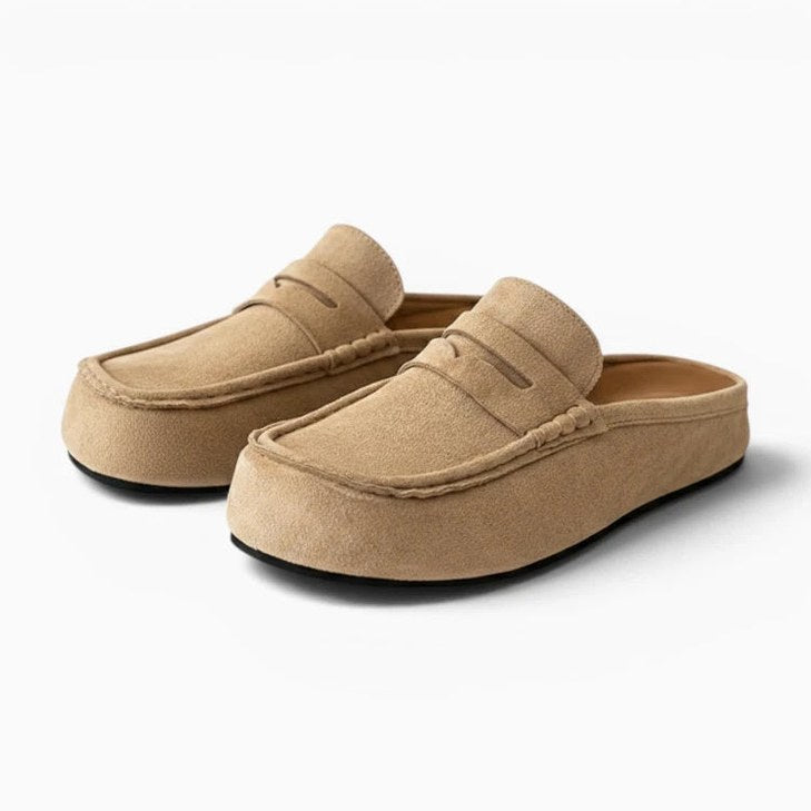 Mocassin homme mule beige – vue de profil