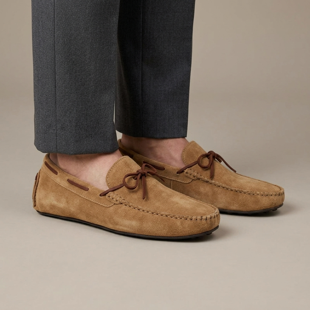 Mocassin Homme Nubuck Daim à Lacet