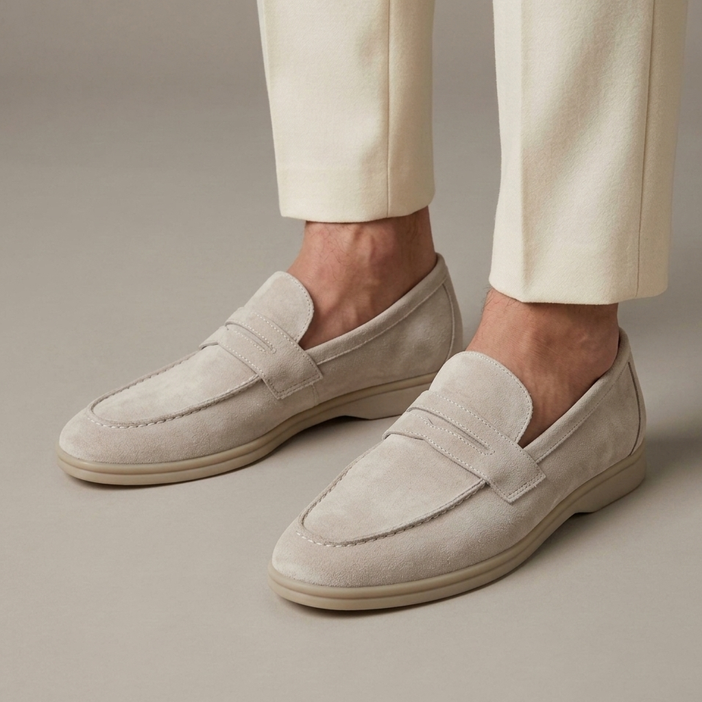 Mocassin Homme Penny Daim de Veau - Beige