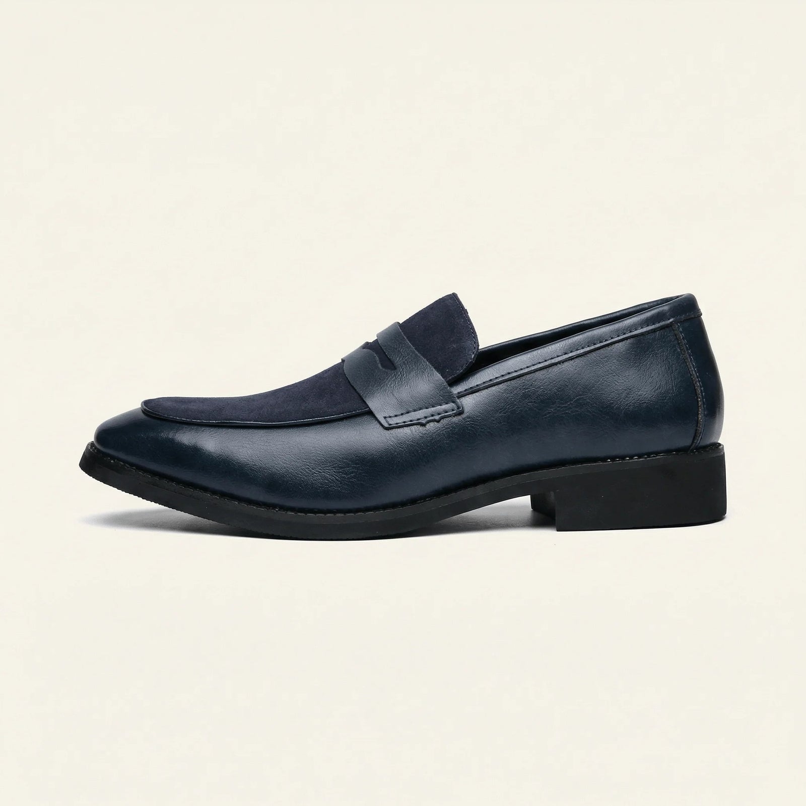 Mocassin Homme Penny Loafer Cuir et Velours à Talon