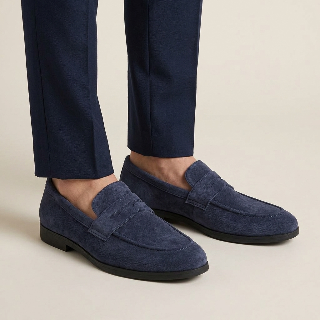 Mocassin Homme Penny Loafer Daim Preppy Image