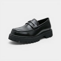 Mocassin homme à plateforme en cuir noir