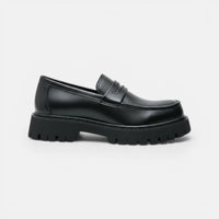 Mocassin homme plateforme noir – vue de profil